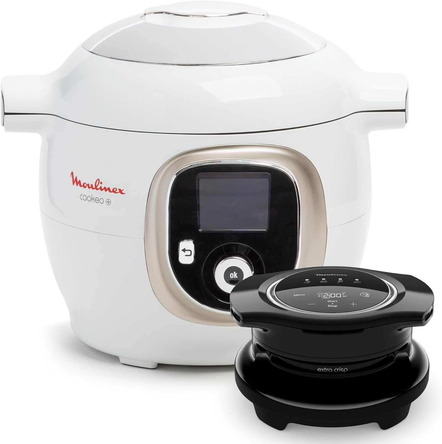 Moulinex Cookeo+ avec Extra Crisp, Multicuiseur, Air fryer, 10modes de cuisson, Cuisson sous pression, Recettes faciles pas à pas, CE85XCF0, Blanc(Blanc/Noir)