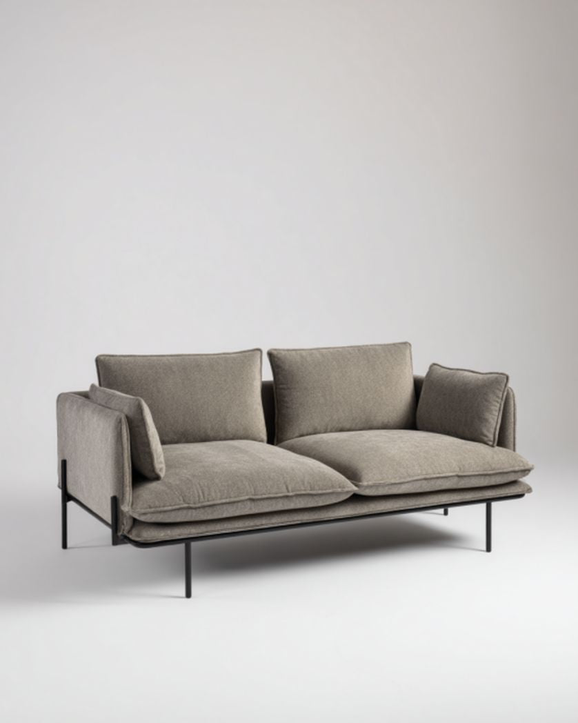 Canapé design pour salon en tissu beige - 180 x 80 x 85cm