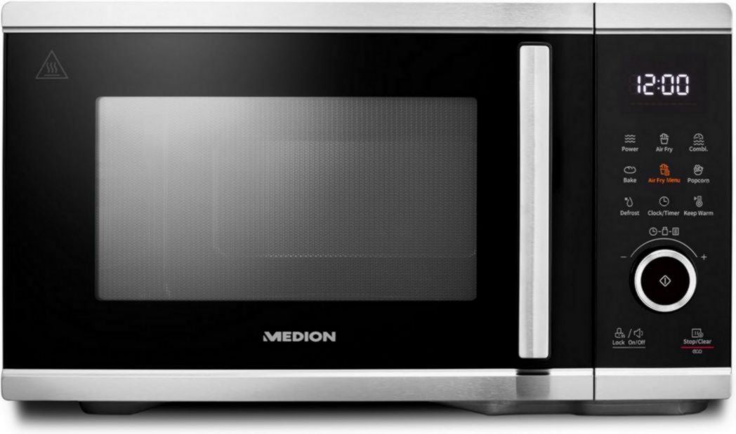 Micro-ondes MEDION avec friteuse à air (friteuse à air chaud sans huile intégrée, 25 L, 900 W, 1500 W air chaud, 10 programmes automatiques, 10 niveaux de puissance, mode décongélation, MD11499) noir