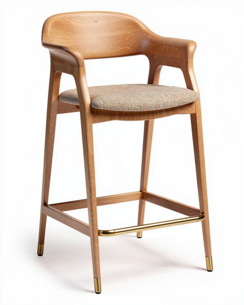 Tabouret de bar en bois avec assise rembourrée - 90 x 50 x 100cm