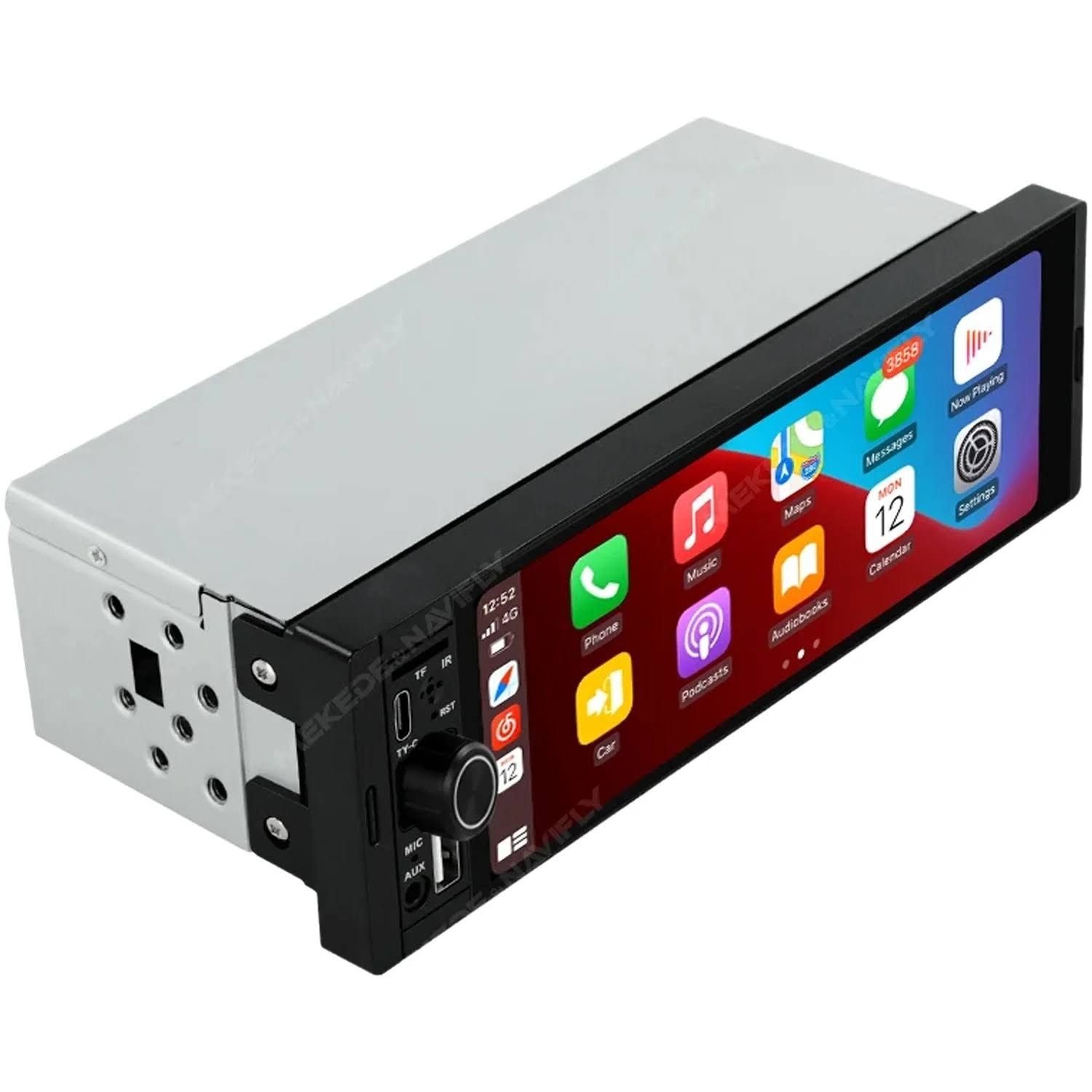 NaviFly 6.86 pouces universel FM Carplay Android Auto Autoradio lecteur multimédia autoradio voiture(Noir/Gris)