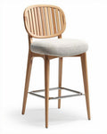 Chaise de bar en bois avec assise rembourrée en tissu - 45 x 45 x 100cm