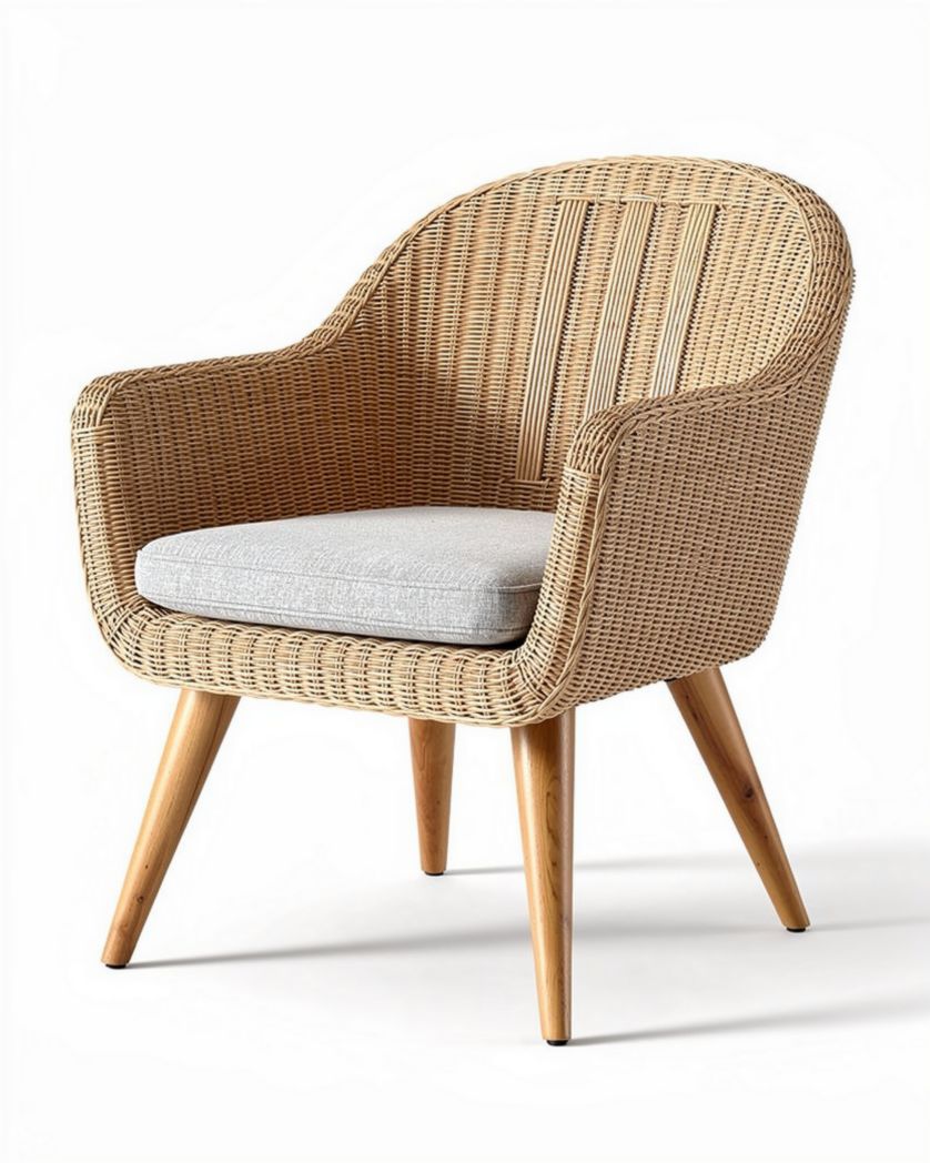 Fauteuil en rotin pour intérieur et extérieur en bois - 70 x 70 x 80cm