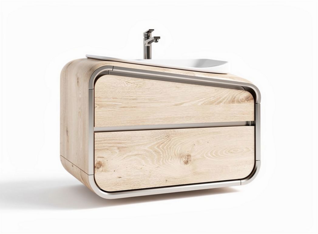 Meuble sous lavabo en bois avec évier intégré pour salle de bain - 70 x 45 x 45cm