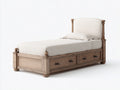 Lit simple bois avec rangement 200x103x107 cm - chêne brun/beige - design classique(Chêne Brun/Beige)