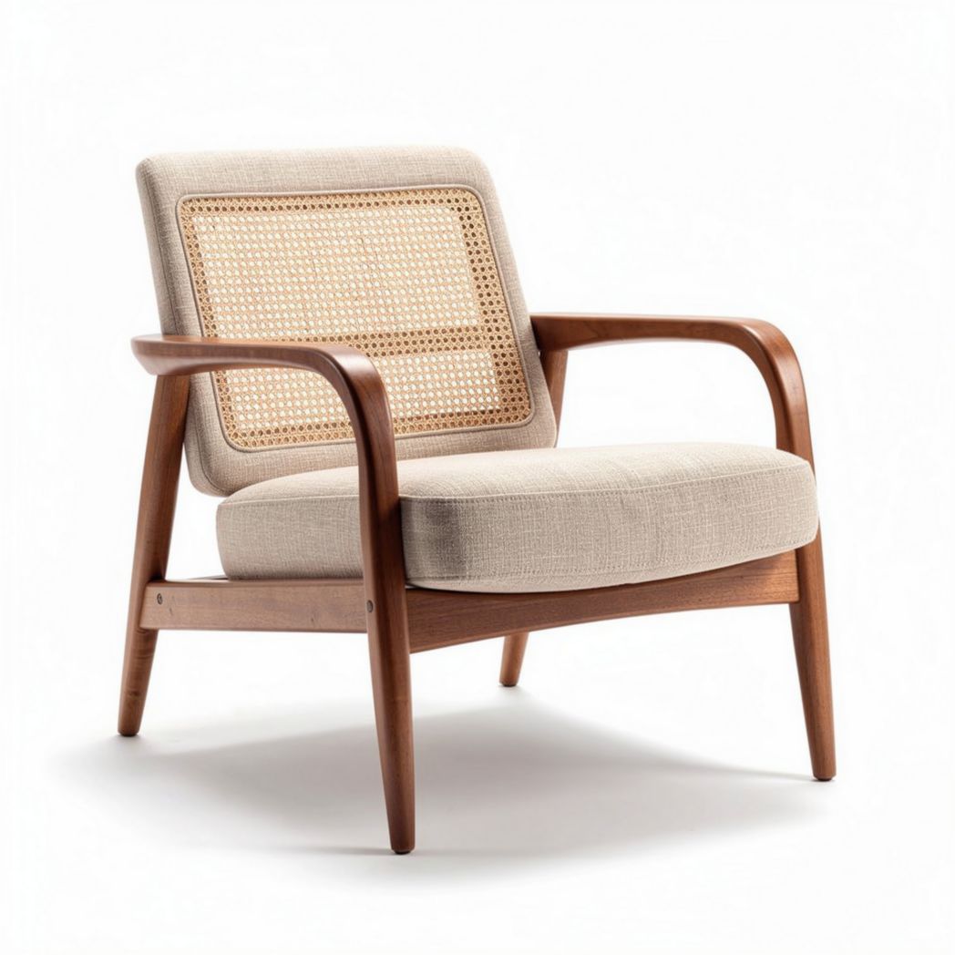 Fauteuil en rotin pour coin salon en bois - 80 x 70 x 80cm