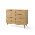 Commode à tiroirs 8 tiroirs en chêne naturel 120x40x90 cm(Naturel)