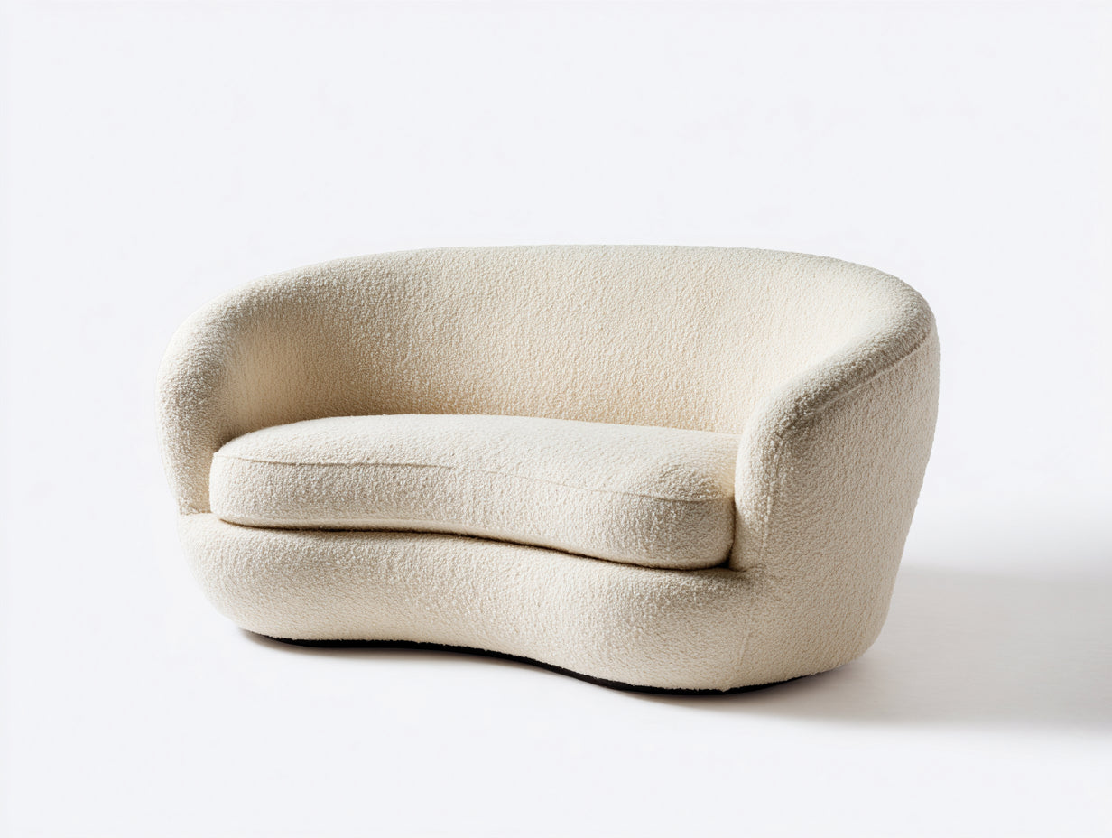 Canapé 2 places tissu 150x78x76 cm - blanc crème - design moderne(Blanc Crème)