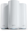 Système maillé WiFi 7 Tri-Bande Orbi série 770 NETGEAR (RBE773) - routeur + 2 Satellites, Fonctions de sécurité, jusqu'à 11 Gbit/s, Couvre 540 m2, 100 périphériques, Port Internet 2,5 Gbit/s.(Blanc)