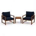 Ensemble de mobilier de jardin 3 pièces en bois avec coussins bleus(Bleu/Marron)