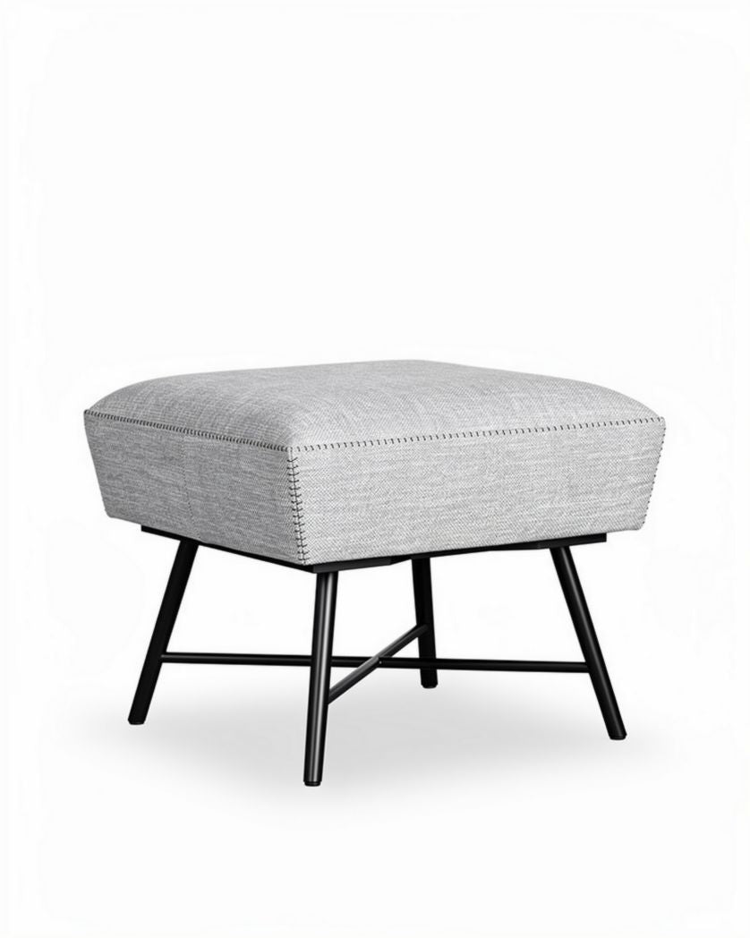 Pouf en tissu pour espace de détente avec structure en métal - 45 x 45 x 40cm
