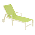Chaise longue de jardin en aluminium et textilène vert(Vert)