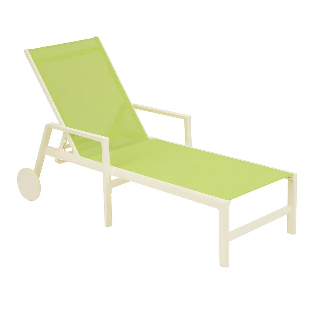 Chaise longue de jardin en aluminium et textilène vert(Vert)