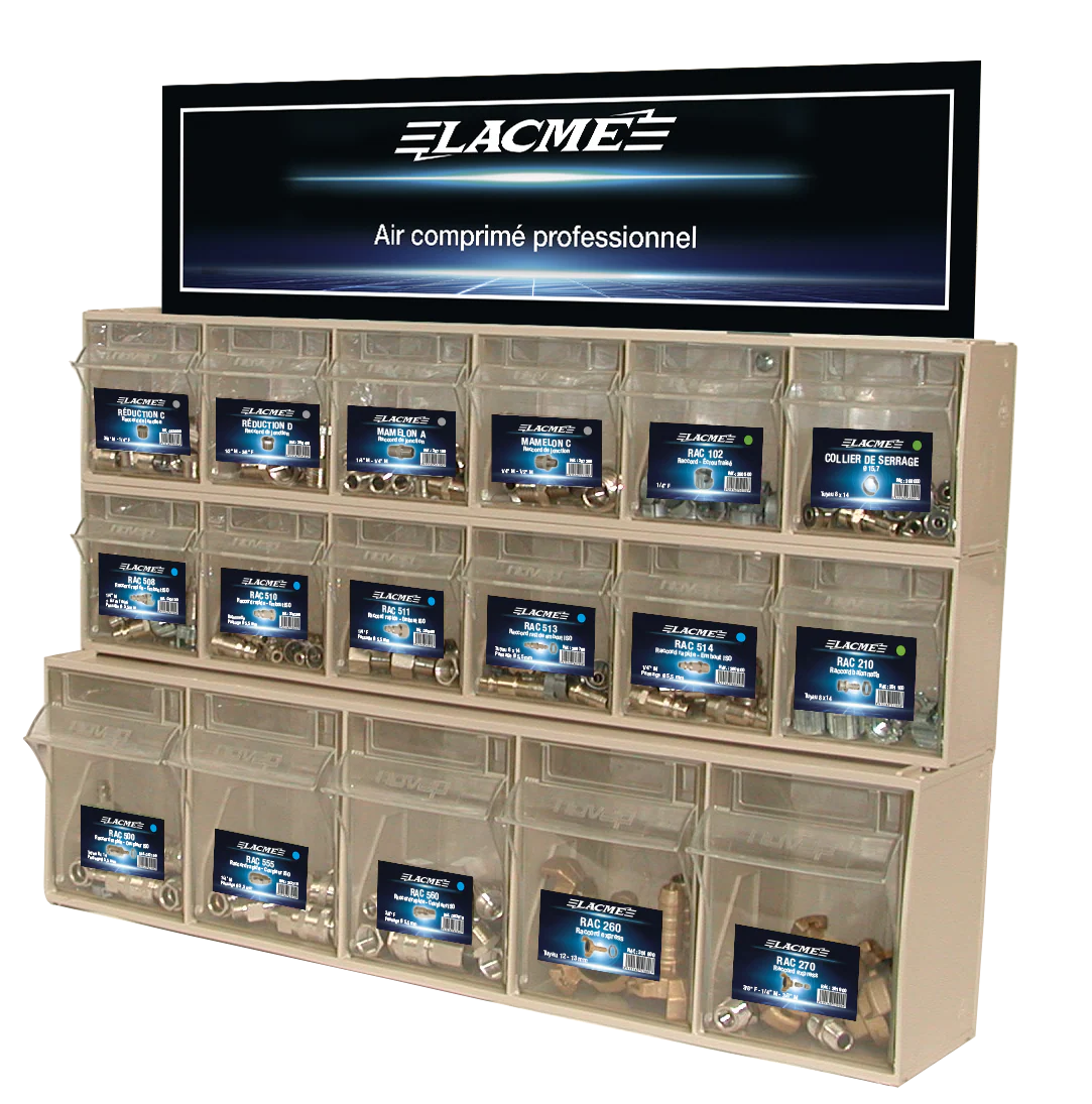 Présentoir Raccords Standard 1: 17 Références - 240 Produits 370500 Lacme