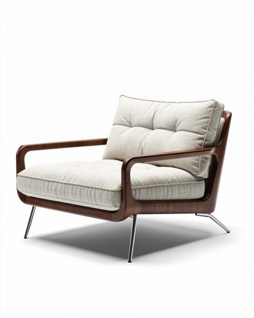 Fauteuil de salon en bois et tissu - 80 x 80 x 75cm