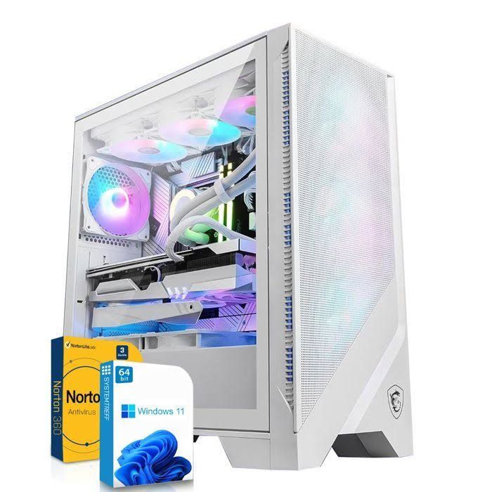 75965 Pc Gamer Amd Ryzen 5 5600G Amd Radeon Rx Vega7 16Go Ram 512Go Ssd Windows 11 Wifi 08(Blanc)