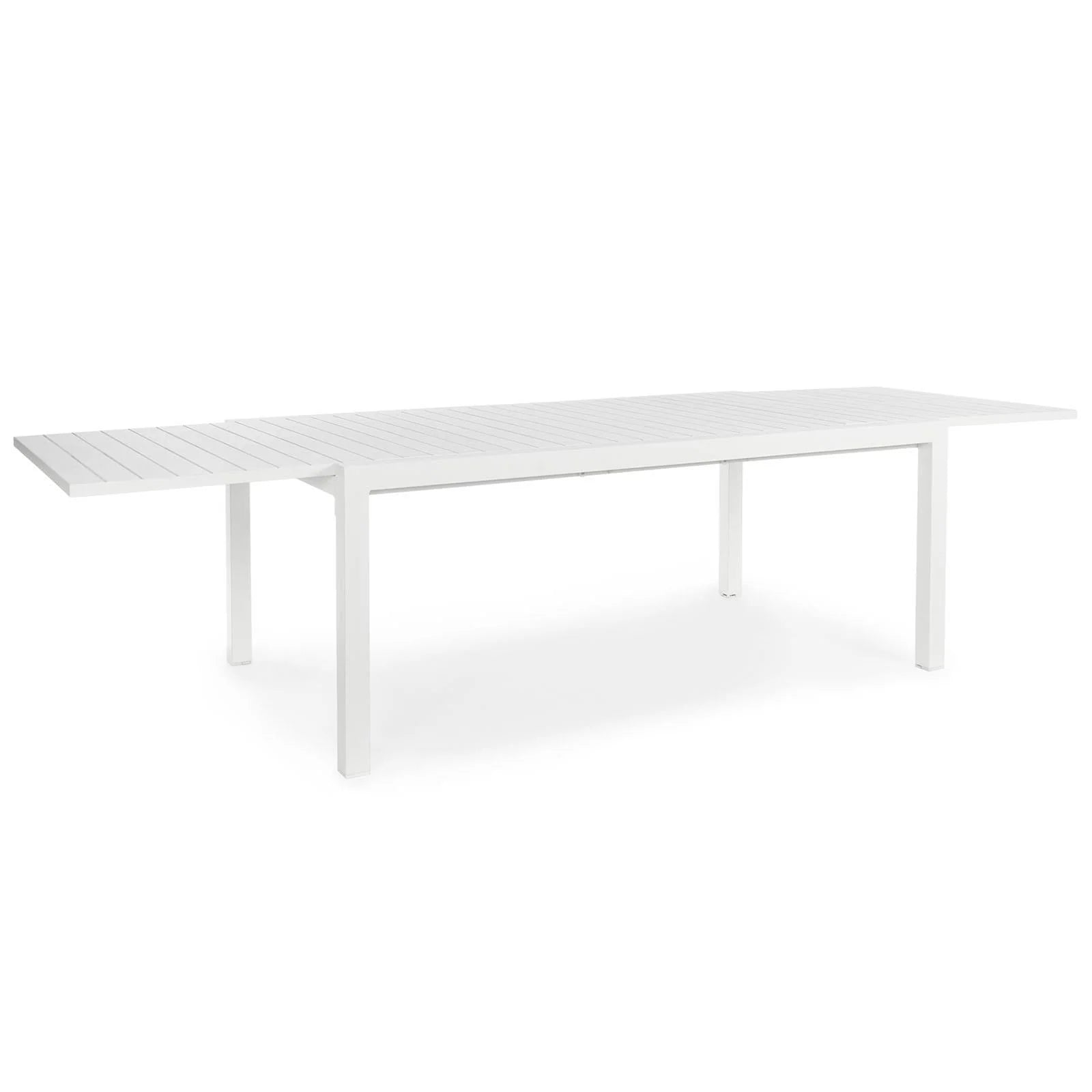 Table d'extérieur extensible Atlantic en lattes d'aluminium pour jardin et véranda 180/270 cm(Blanc/Tableau)