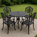 Ensemble de meubles de jardin en métal rond noir 5 pièces(Noir)