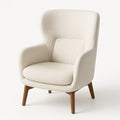 Fauteuil en tissu bouclé beige avec pieds en bois(Beige)