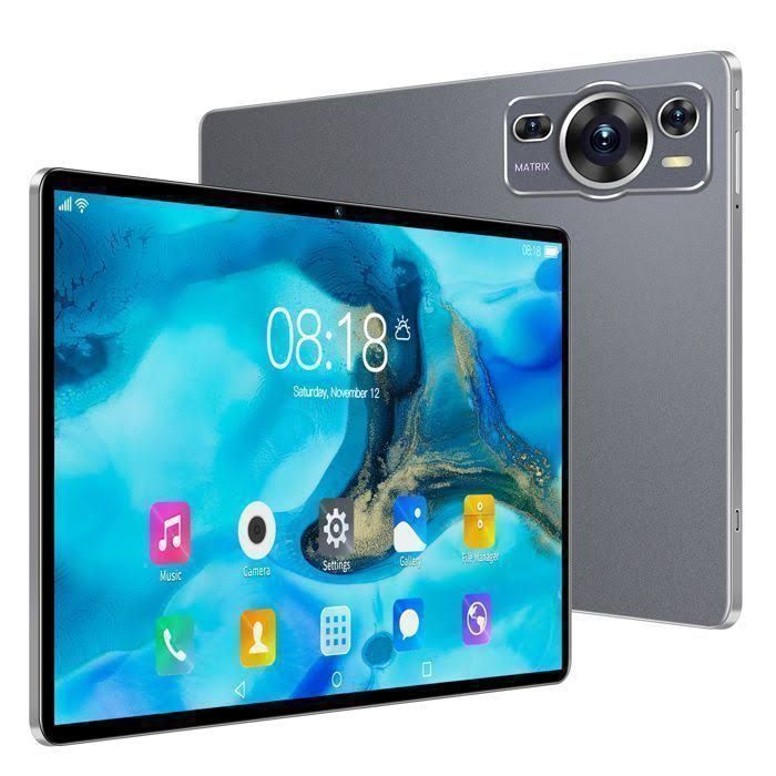 Anniversaire Cadeau Tablette Android 14 P60pro Tablette 6Go + 128Go Wifi + 5G + Bt+ Fm + Gps 10 Cœurs Cpu Noir QJRRX(Gris)