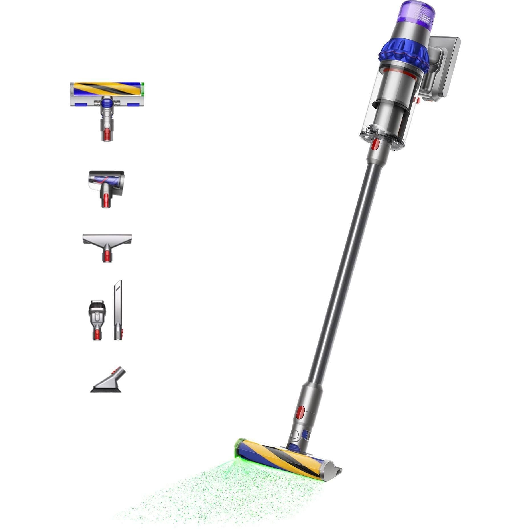 Aspirateur balai V15 Detect Fluffy Dyson(Gris/Bleu/Jaune)
