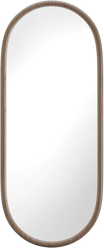 Vente-unique - Miroir Ovale en Bois d'hévéa - L. 50 x H. 120 cm - Naturel - SHAXI(Naturel)