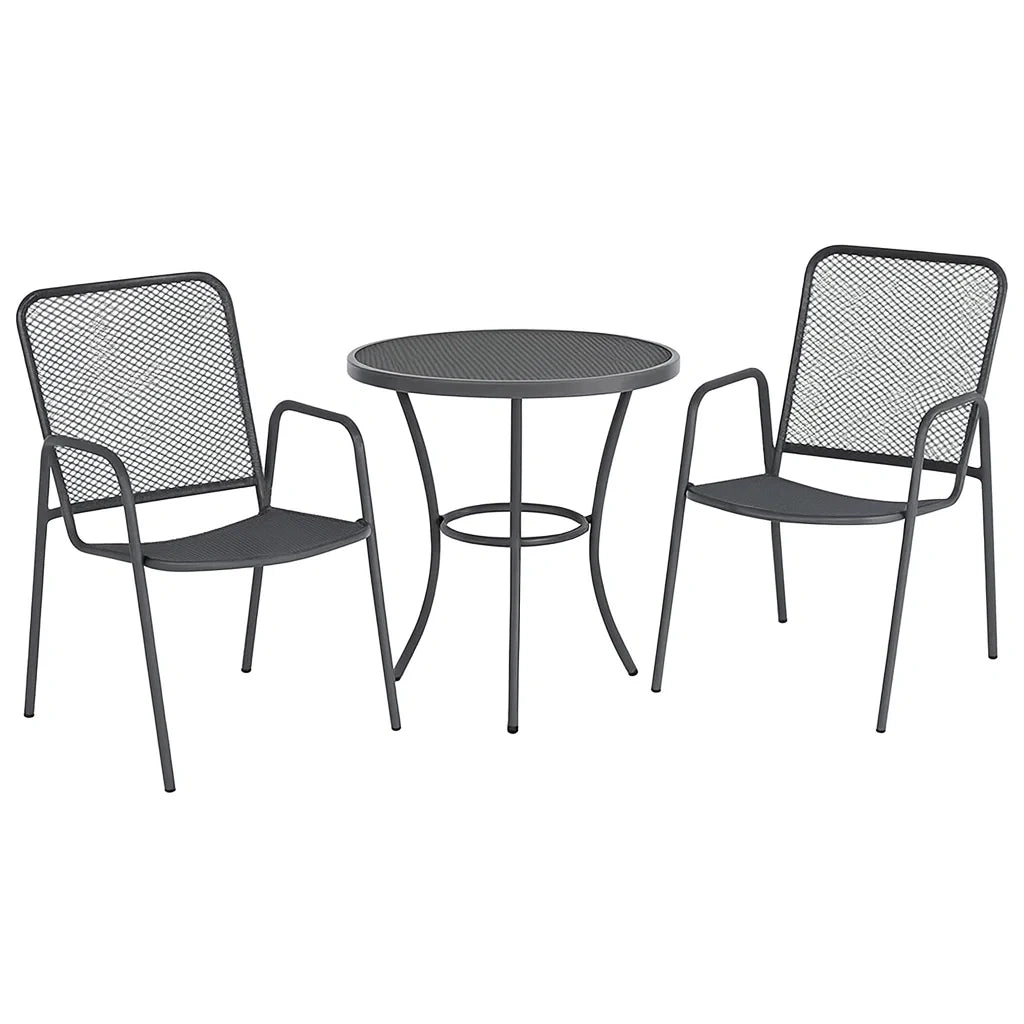 Ensemble de mobilier d'extérieur en métal gris avec table ronde et chaises(Gris)
