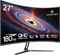 Amzfast Écran PC Gaming 27 Pouces Incurvé, 2k QHD(2560 x 1440), 180 Hz Moniteur, 1Ms MPRT, 1500R, sRGB 130%, Adpative Sync, HDR, Anti-Flicker,(Noir)
