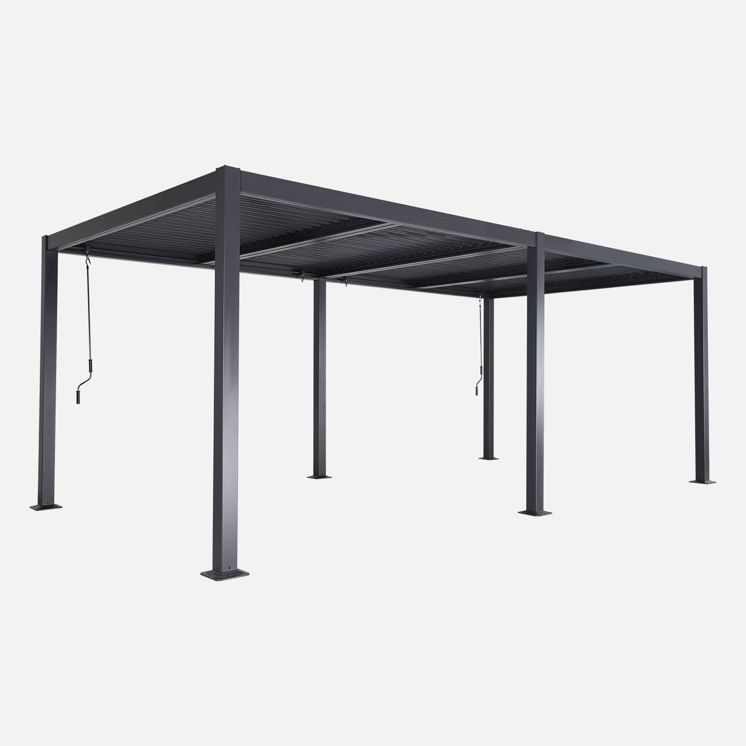 sweeek Pergola bioclimatique anthracite. aluminium et acier. 3x6m. lames orientables(Anthracite)