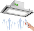 Klarstein Remy Brilliant Edition - Hotte îlot, 618 m³/h, 230 W, télécommande, lampe LED: 3 niveaux de luminosité jusqu'à 6500 Kelvin, filtre à graisse, extraction et recyclage d'air - 90 cm, argent(Argent)