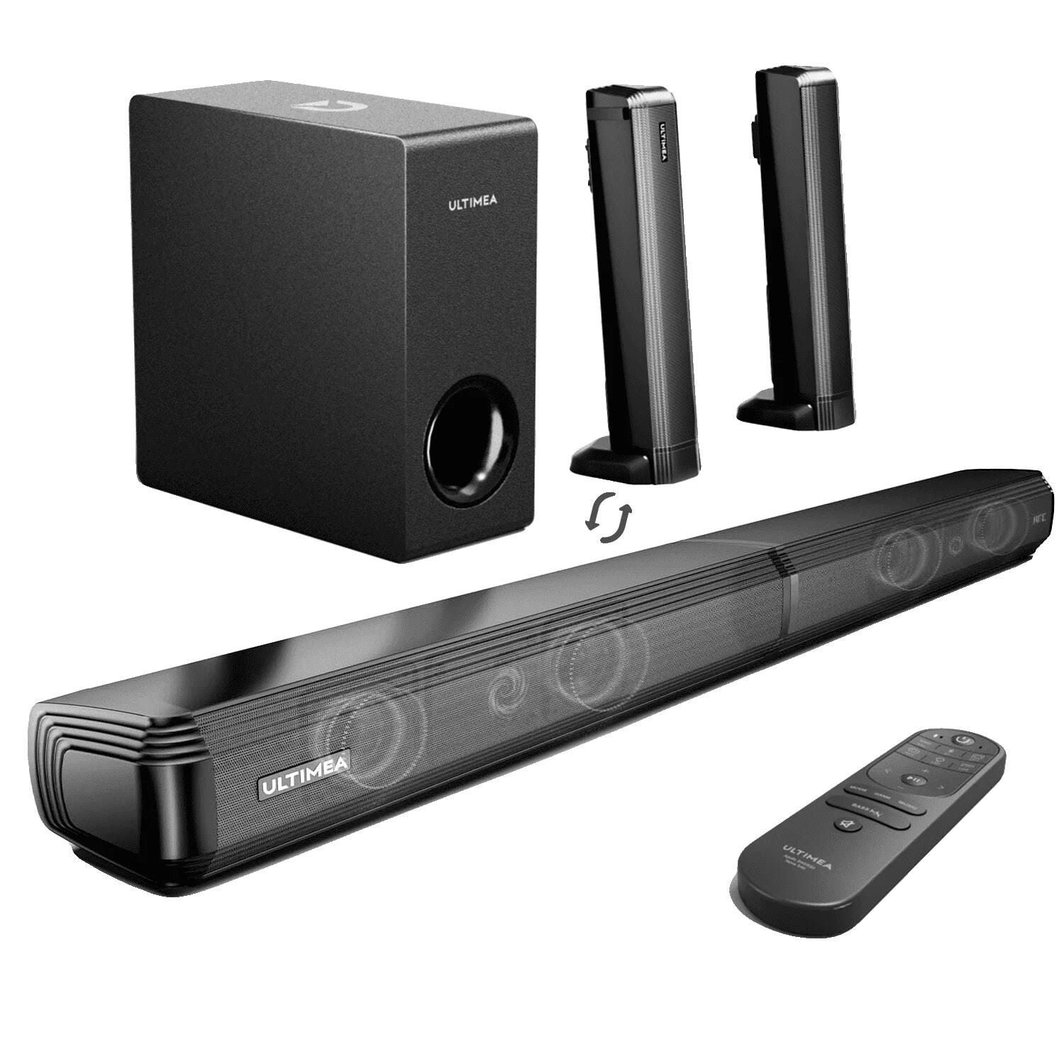 Barre de Son Ultimea S50 Subwoofer Réglable Bluetooth 5.3 3 Modes D'eq(Noir)