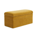 Banc de rangement banquette en bois et tissu moutarde(Moutarde)