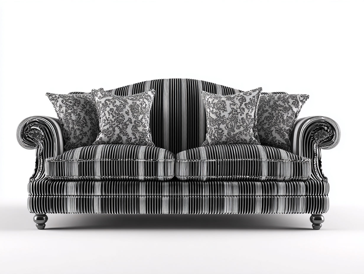 Canapé 2 places tissu 175x90x92 cm - noir/blanc - design classique(Noir/Blanc)
