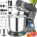 KESSER Robot de cuisine universel 3 en 1 K-KM 3000 avec hachoir à viande, pétrisseur, mélangeur multifonction, bol de 5,5 l avec 3 outils mélangeurs, presse-agrumes 1,5 l, kit d'accessoires, pâtes et(Argent/Noir)