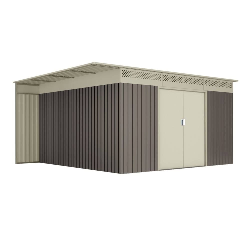 wasabi Abri de jardin Premium Uppsala 13.22m2 avec bûcher(Beige/Marron)