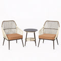 Ensemble de mobilier de jardin en rotin avec structure en acier marron et coussins crème(Marron/Crème)