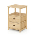 Table de chevet en bois avec deux tiroirs 50x40x35 cm(Chêne Clair)