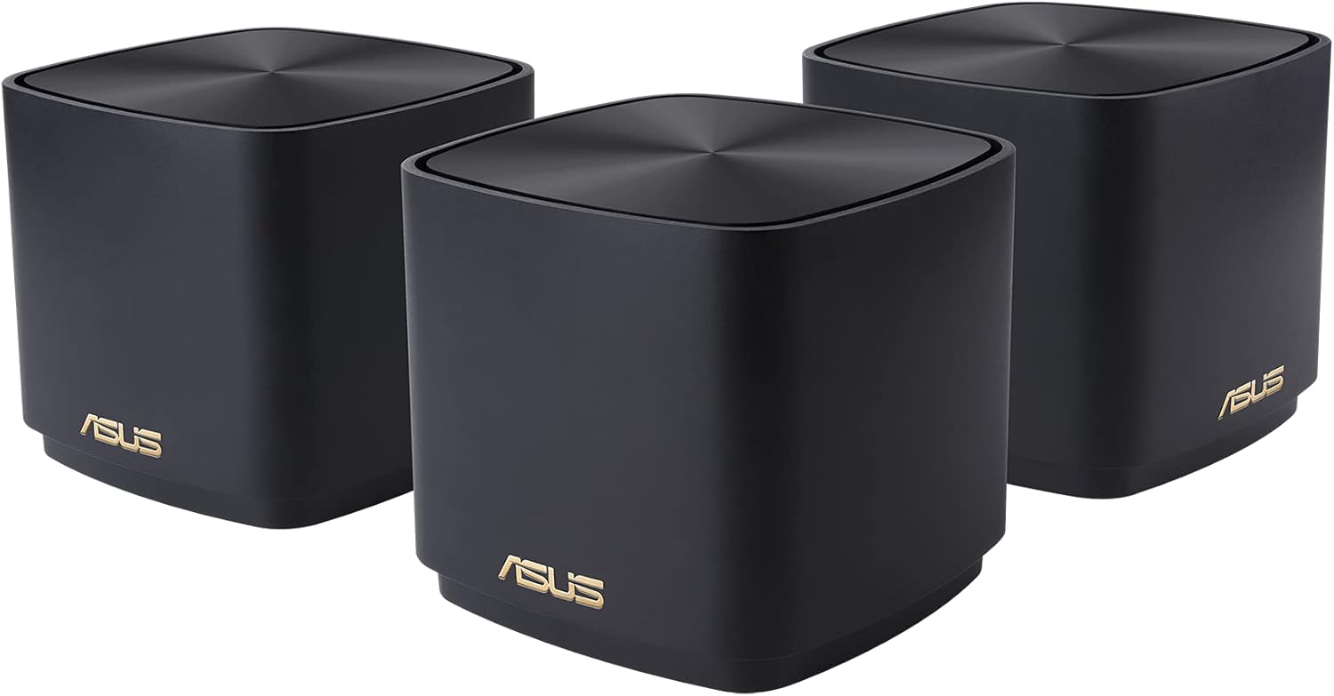 ASUS ZenWiFi XD4 Plus Noir - Pack de 3 - Système Wi-FI 6 AX Mesh, Double Bande (2,4 GHz / 5GHz), 1800 Mbit/s, 600m2, AiProtection avec TrendMicro à Vie, Ports WAN/LAN(Noir)