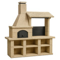 Barbecue beige avec cheminée et rangement(Beige)